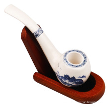 High quality 120mm landscape painting white ceramic smoking pipe